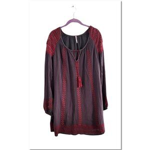 LAST CHANCE Free People Oversized Boho Crochet Lace Tunic Dress Size Small